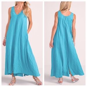 Soft Surroundings Mizu Tank Maxi Dress in Blue Danube - Size Large 14/16 New